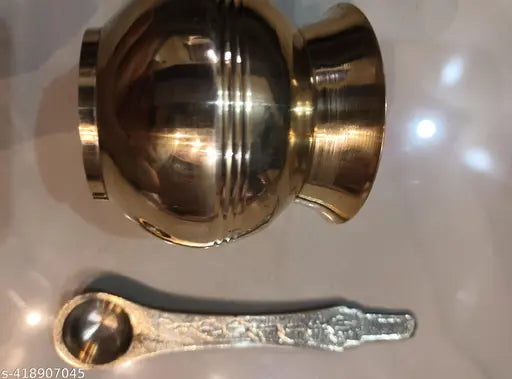 Original brass panch patra with spoon is very helpful  for every puja