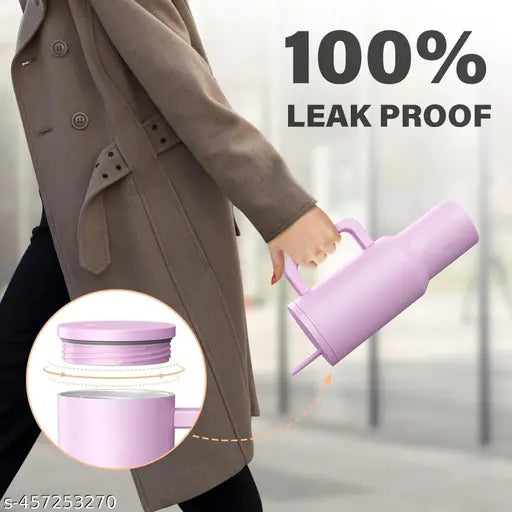 1200ML Stainless Steel Tumbler Hot and Cold with Handle and Lid 2, Double Insulated Cup 100% Leak Proof Mug Cupholder for Gym, Travelling (Lavender Mist)