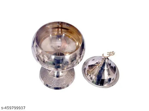 JAGYASH Akhand Jyoti with Cover 15 cm Diya Brass Metal Yellow Colour