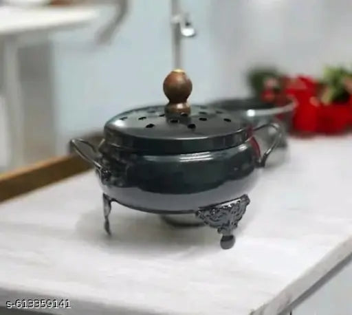 Iron Incense Burner Loban Burner with Hanger Dhoop Dhuni Burner Sambrani Dhoop Resin & Home Office Temple Prayer Butler | Matki Loban
