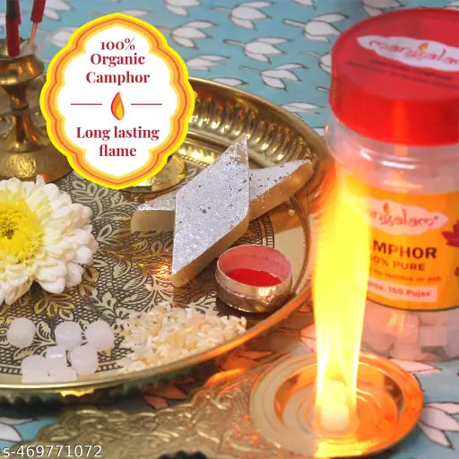 MANGALAM Camphor Tablet 2gm (Small Round) Pouch - Pack of 60 | 100% Pure | For Puja, Festivals & Other Religious Ritual | No Dangerous Chemicals | Leaves No Residue Or Ash