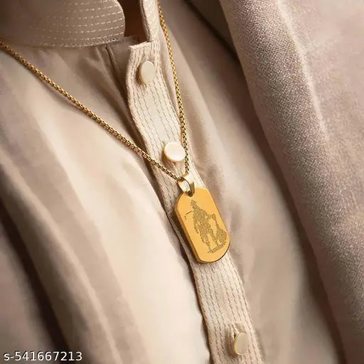 Trendy Spiritual Pendant, Religious Necklace, Lord Hanuman Chalisa Locket Micro-carved Tag Stainless Steel Hanuman Necklace with Crisscross Chain for Gift, Unisex