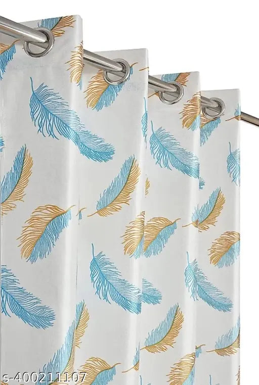 Kitto Present Polyester Semi Transparent curtain pack of 3 (AQUA)