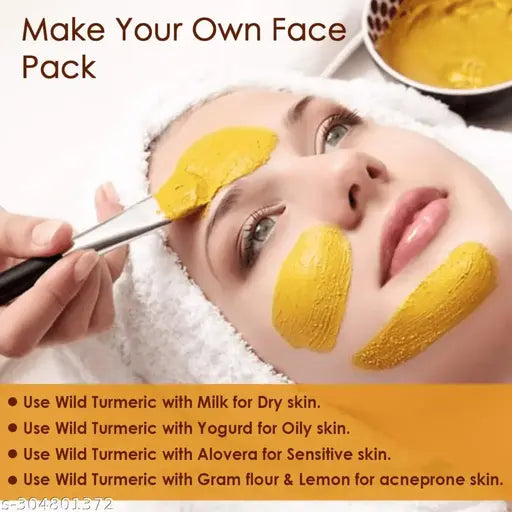 FORTUNATE Kasturi Haldi Powder for face (100 grams) | Wild turmeric powder for glowing skin | Kasturi Manjal | 100% Natural, Chemical-free, Perseverative-free, Non-GMO