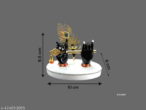 LIMITED STOCK ORDER NOW !!  Small Krishna Hand Flute Statue | Mini Krishna Hand Flute Idol For Car Dashboard, Pooja Place or Office Table | Car Dashboard God Idols | Krishna Statue | Krishna Hand Flute Showpiece | Black & White Set Of 1