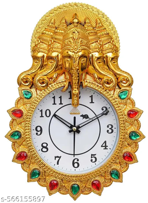 5 Faces Ganesh Ji Wall Clock, Decorative Wall Clock, Ganesh Wall Clock, Religious Wall Clock, Golden Ganesh Wall Clock, wall clock for living room stylish latest, digital wall clock for bedroom, clock for home, wall clock for bedroom stylish, antique wall