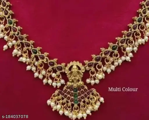 Joyful jewel art Traditional South Indain Temple Jewellery Sets II  Gold plated  Beautiful Necklace For Wedding Party || Necklace With Earing || Round Shape Necklace || Simple And Lightweight || Temple Jewellry II  Jewellery Set For Women II