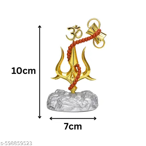 Divine Om Trishul with Damru Car Dashboard God Idol for Positive Vibes