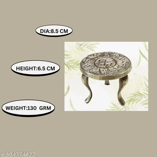 Saar Art brass pooja stool for home temple pooja rituals idols spiritual decor pack of 1