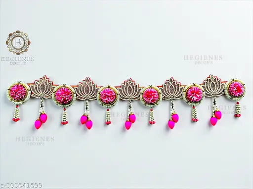 HEGiENES DECOR'S Beads Lotus And Artificial Flower Pearl Plastic Beads Handmade Door Hanging/Bandarwal/Toran for Door. 38.5 inch size Toran.