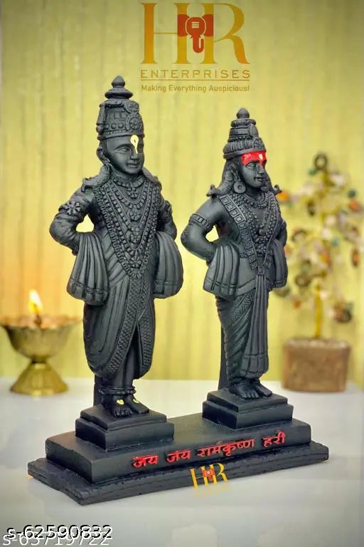 HR Enterprises (VR 501 Black) Vitthal Rukmini Statue,Vitthal Rukmani Stand,Idol of God Vitthal Rukmai,Statue for Home Decor,Gifting,Showpieces for Home.