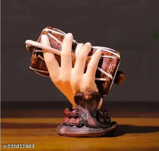 Lord Shiva Hand Holding Damru Showpiece | Hand Damru Idol with Rudraksha & Snake | Car Dashboard Idol | Spiritual Home Decor | Gift for Devotees