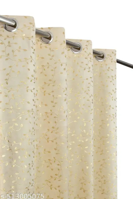 Unique Homes Beautiful Leaf Printed Home Decor Velvet Curtains Blackout PARDA Curtain for Window, Door, Longdoor 5, 7, 9 feet (Pack of 1)