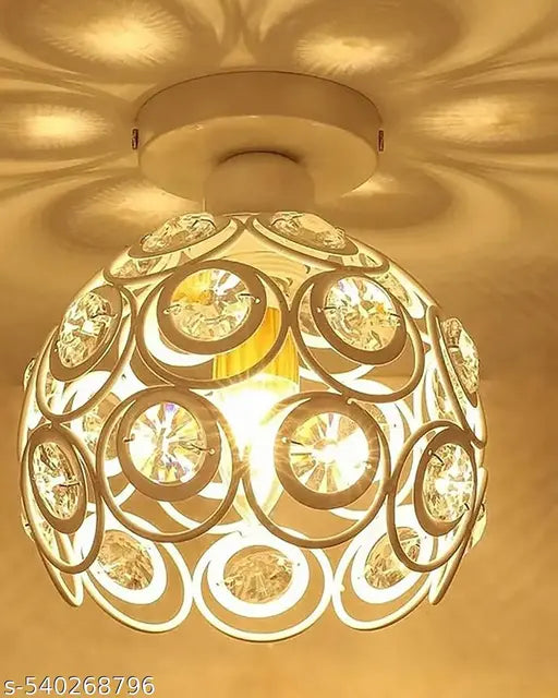 Modern Mini Chandelier Lamp, Crystal Ceiling Light, Semi-Flush Mount Corridor Lights Lamp for Bedroom White