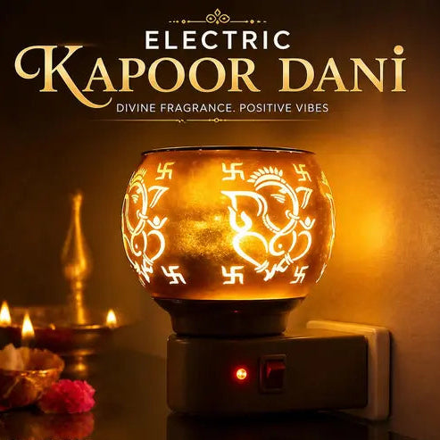 Electric Kapoor Dani with LED Light – Premium Camphor Diffuser for Puja, Mandir & Home