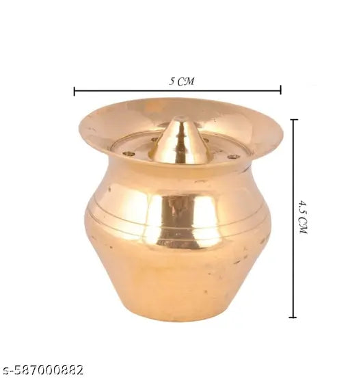 S J OVERSEASE Kalash Shaped Design Brass Agarbatti Incense Stand | Traditional Brass Agarbatti Holder for Home Mandir, Temple & Meditation | Handcrafted Kalash Shaped Brass Incense Stick Holder | Decorative Spiritual Puja Essential & Auspicious Gift for D