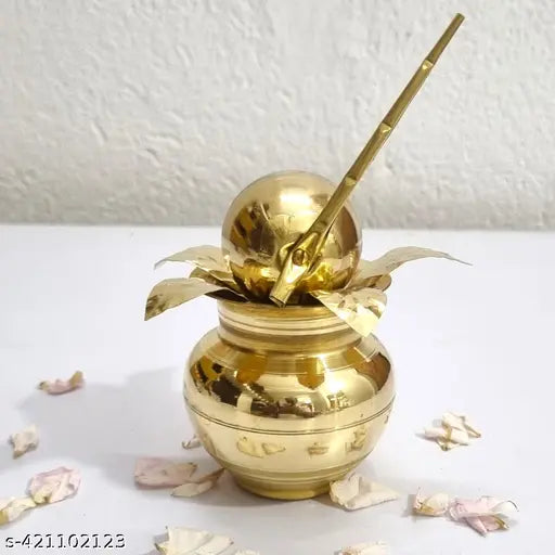 Divine Bazaar Brass Mangal Kalash for Pooja