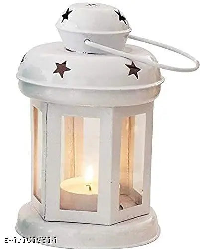 Extreme Karigari Decorative Iron Hanging Lantern with Tealight Candle Pack of 4 (6x3.7x3.7 Inch, White)