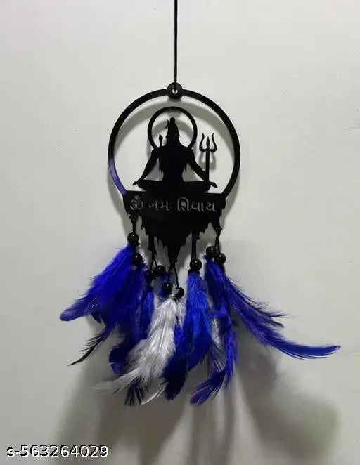 Wooden Art Deco™ Mahadeva Blue White 1 Car Hanger for Rearview Mirror | Elegant Black Acrylic Design | Spiritual Hanging for Car, Home & Office (Pack of 1)