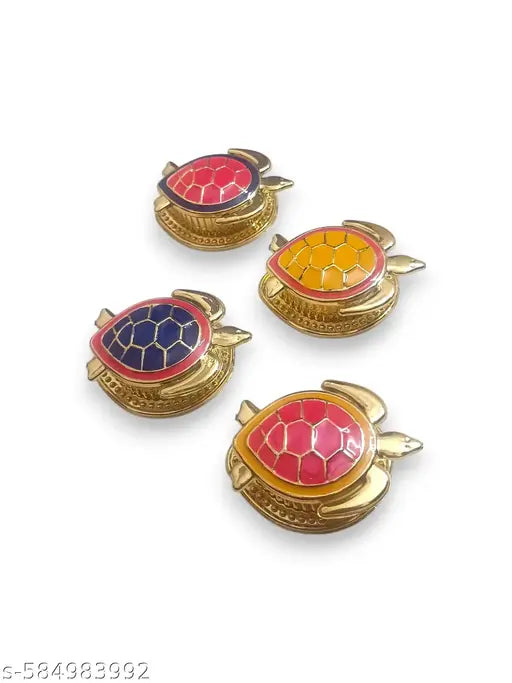 Haldi Kumkum box with Tortoise design | Haldi Kumkum box for Pooja & Gifting | Trendy Gold-Plated Kumkum box | All in one Gift for Women, Weddings, Pooja Functions | Traditional Meenakari | Pack Of 4 Piece | Lightweight and easy to carry | Products will b