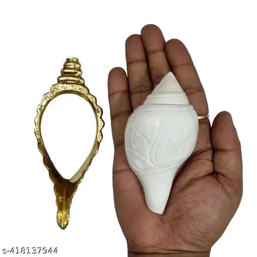 Divine Bazaar "Sacred Serenity: Brass Stand Jal Shankh - Embrace Divine Blessings"
