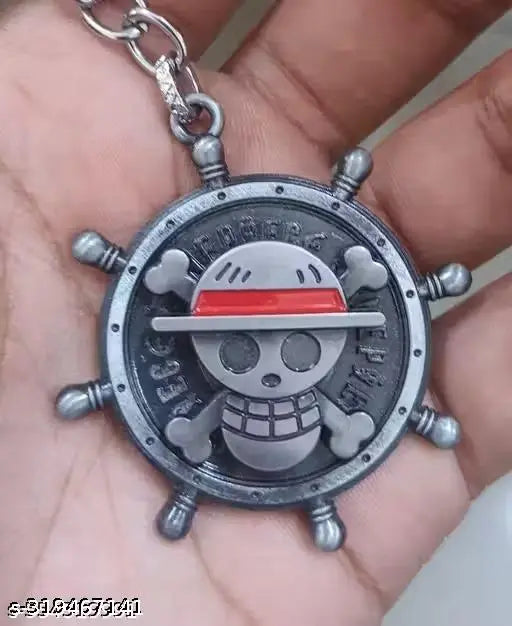 One Piece Anime Manga Ship Wheel Spinning Silver or Golden Keychain(Pack-1) Key Chain