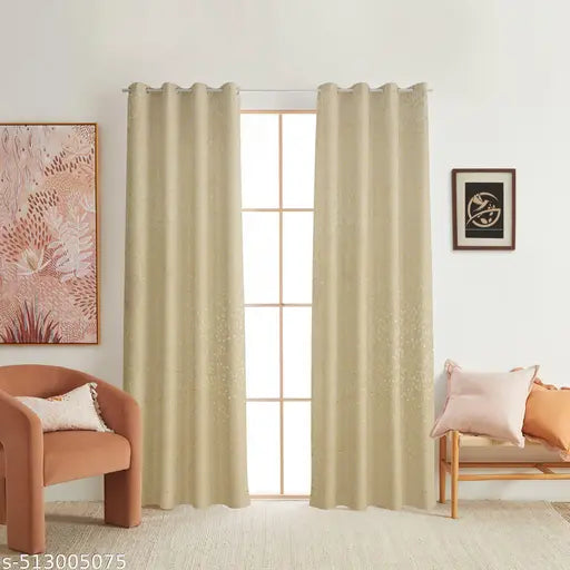 Unique Homes Beautiful Leaf Printed Home Decor Velvet Curtains Blackout PARDA Curtain for Window, Door, Longdoor 5, 7, 9 feet (Pack of 1)