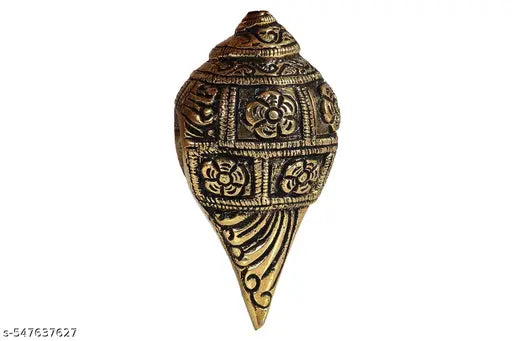 Kalarambh Brass Shankh Small Home Office Temple Mandir Pooja Puja Room Handicraft Brings Prosperity | Yellow – 2 x 3.8 x 2 Inch (H x L x W)