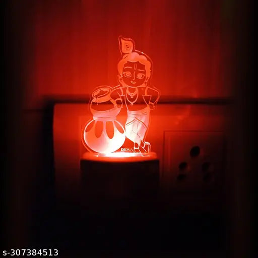 Diona Night Lamp Krishna 3D Illusion LED Multo Color Changing Night Light Birthday, Anniversary, Festival Gift