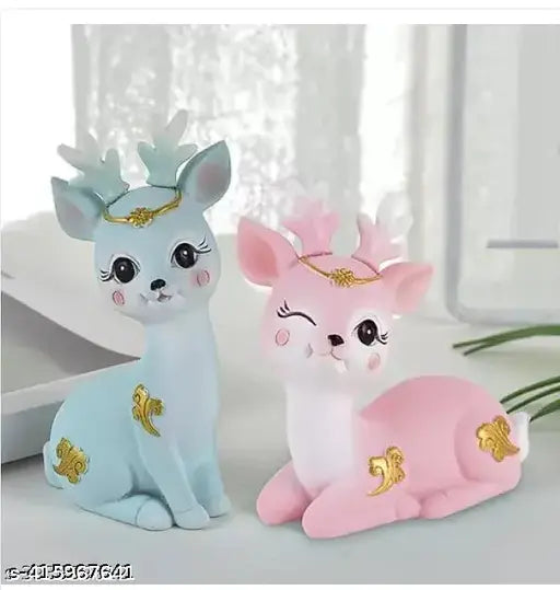 Animal Statue Gifts Crafts for Living Room Bedroom Cafe Blue Pink Home and Garden | Home Decor | Figurines Resin Figurine (Set Of 2)