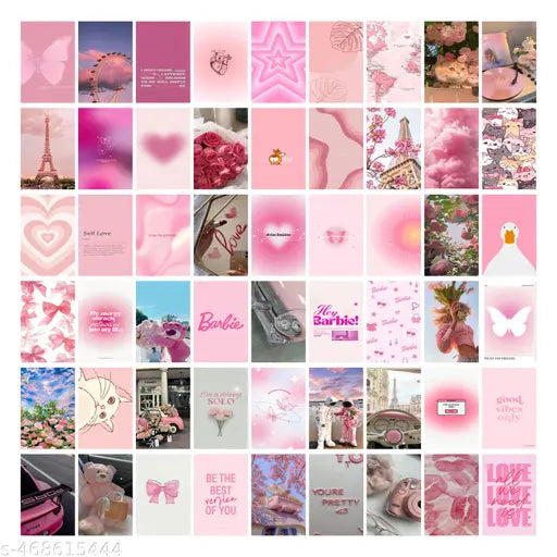 ThePosterMart Aesthetic PINK Collage Kit Wall Posters Collections | Set of 54 | 4x6 inch each | Wall Collage Kit, aesthetic posters | Room Decor Photo Collection | Posters for Room Decoration