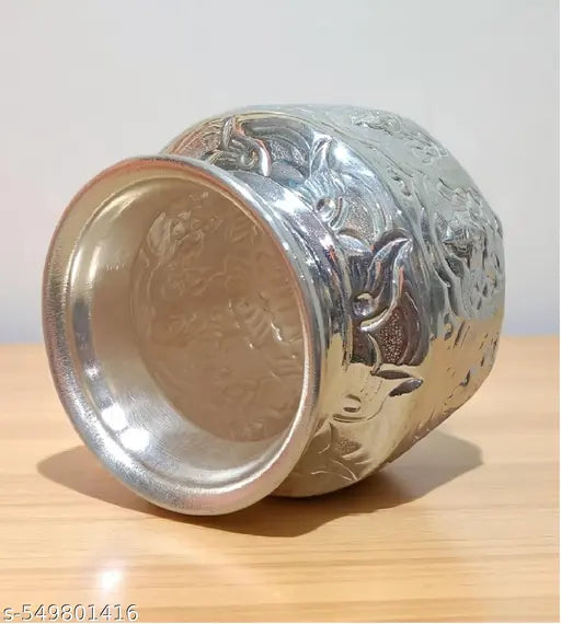 Sigaram 4.5 Inch Silver Plated Astalakshmi Kalash for Home & Temple Pooja Decore K4731