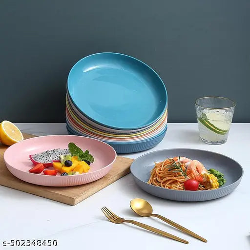 AvonWellness Lightweight Wheat Straw Plates Microwave and Dishwasher Safe BPA Free Healthy Reusable Unbreakable Deep Dinner Dish for Patio Salad, Picnic, Camping, Perfect For Kids & Adult Set 4