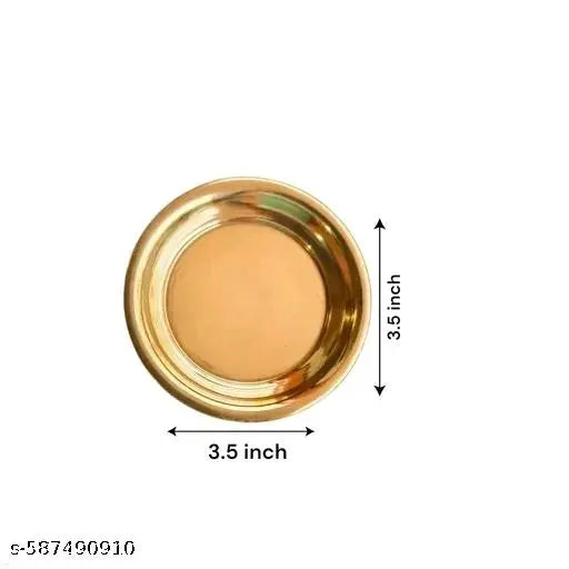 Handmade Pure Brass Small Size Plate for Pooja/Diwali/Bhog/Prasad | 6 Pcs Puja Thali Set
