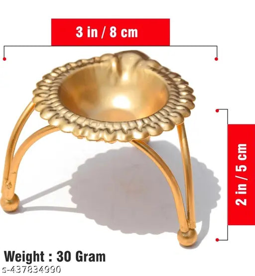 Metal Golden 3 Leg Design Tea Light Candle Holder Stand for Home Decoration, Parties & Weeding Occasion (3 inchh) (SET OF 2)