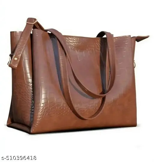 Snaya Collection Premium Stylish Brown Croc Pattern Ladies Handbag