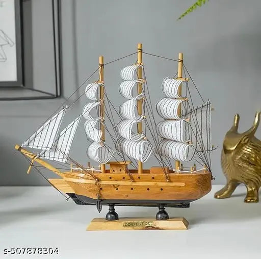 ViaZAID Wooden Decorative Sailing Ship Best Showpiece for Office & Home Decor Multicolor | Nautical Handicraft Beautiful Antique Office, Home, Decoration, Business Gifts Wood F2H-3#23 (SMALL)