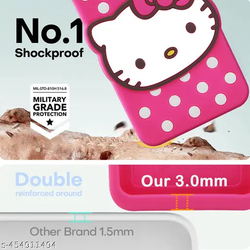 Asgeot Luxuary Cover For Realem C35 4G Cute Hello Kitty Soft Case with 3D Kitty Face And Golden Pendant (Pink)