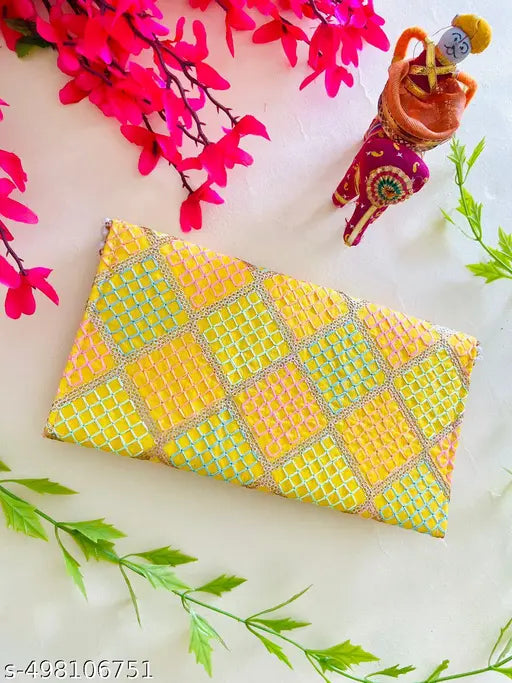 Women Hand Embroidered Clutch Wallet Bag, Clutch Potli Bag for girls and women