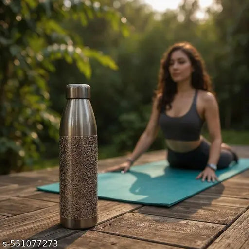 Wook Woorm Designer 100% Pure Copper (900mL) BPA Free, Rust & Leak Proof Copper Bottle, for Office, Yoga, Home, Gym, Travel, Ayurveda Inspired Copper Bottle (Pack 1)