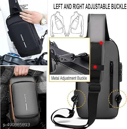 Waterproof Polyester Slim Unisex Crossbody Sling Bag Chest Backpack Men's Shoulder Bag, Leisure Travel Handbag, Hard Shell Anti-Theft Chest Bag(1pc).