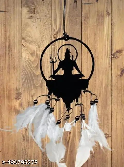 Wooden Art Deco Created Mahakal White Color Car Hanger, Handmade Dream Catcher Design (Pack of One)