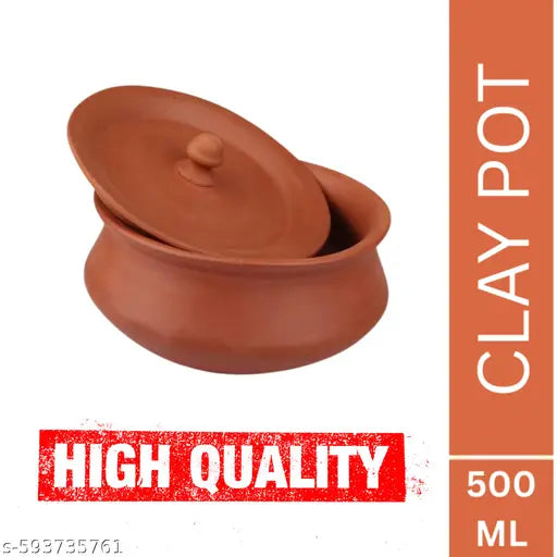 500 ml Clay Handi | Traditional Earthen Pot for Cooking & Serving