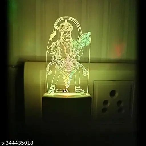 Diona Hanuman LED Night Lamp 3D Illusion Multi Color changing night light for festival gift,bed room, kids room, temple, office portable night lamp