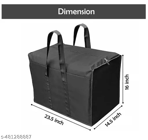 M Teaser Nylon 4 Pack 85 L Moisture Proof Multi-Purpose Storage Bag/Clothing Storage Organiser/Toy Storage/Stationery Paper Storage Bag with Zipper Closure & Strong Handle (Black, 57x36.8x40.5 cm)