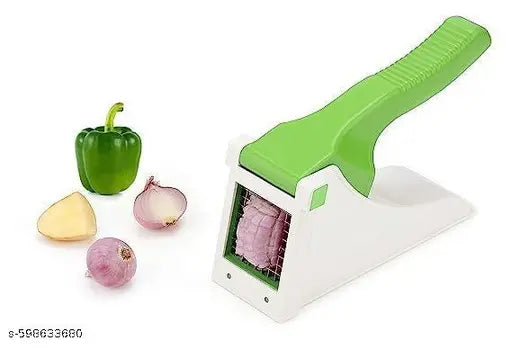 Vegetable Chopper for Kitchen | French Fries Cutter | Heavy Duty Vegetables Cutter | Unbreakable Chopper for Kitchen | Veggie Chopper & Slicer Lightweight | Green