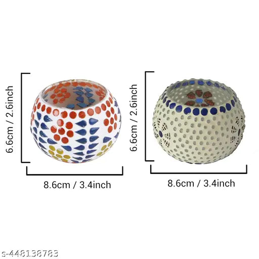 Beautiful Glass Mosaic Tealight Set of 5 For Diwali Decor II Kitchen Decor II Office Decor II Gift for Couples