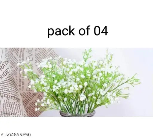 4 Pcs Artificial Baby’s Breath Flowers | Gypsophila Bouquet for Home Decor, Bedroom, Balcony, Garden & Wedding Décoration