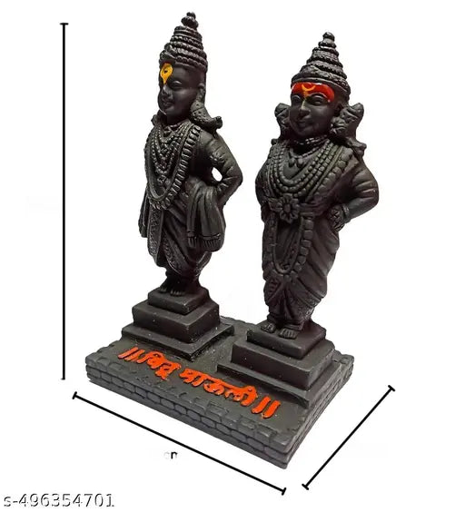 VIDHAYA ARTS Vitthal Rukmani Stand | Vitthal Rukmini Idol for Home & Offices Decorative Showpiece (5 Inch, Black), Polyresin