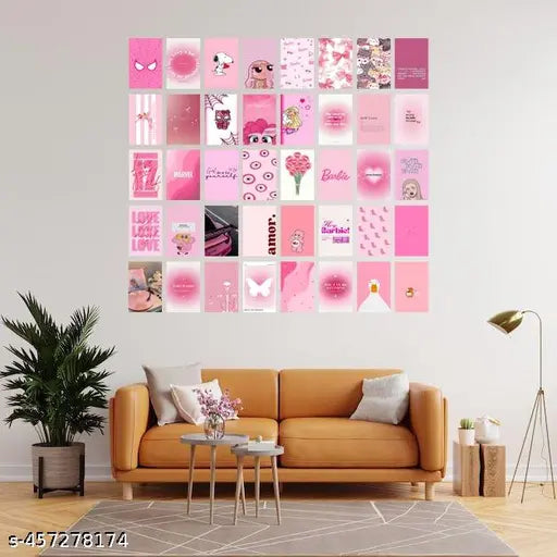 Pink Aesthetic Poster Card Set (Set of 40) – Soft, Minimalist Wall Decor for a Cozy Vibe